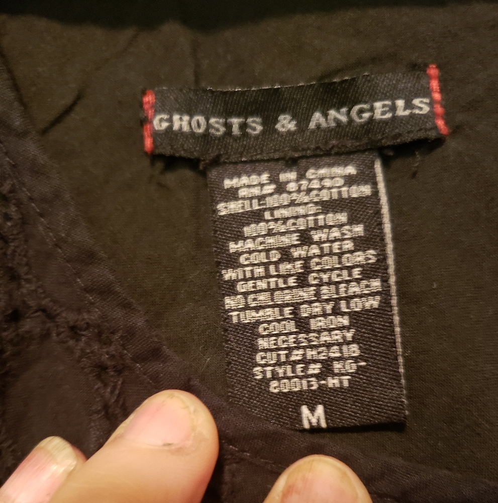 GHOSTS & ANGELS - Black Mini Dress - Dotted, Keyhole Tie-Up Front/Zip Back - Med - Picture 6 of 8